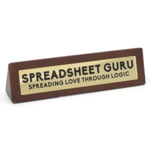 Wooden Spreadsheet Guru Desk Sign